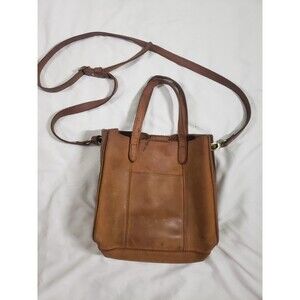 Portland Leather Goods Lola Crossbody Tote Bag Snap Button Pebbled Brown